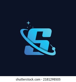 letter S planet orbit vector logo design