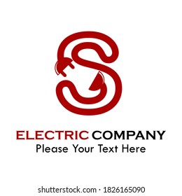 letter s with plug symbol logo template illustration. suitable for electric, thunder, computer, lightning brand, mark etc
