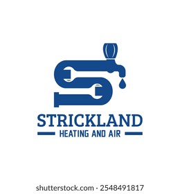 Design do logotipo do encanador da letra S. Símbolo de logotipo de encanamento com água e torneira de água ícone Vetor de estoque.
