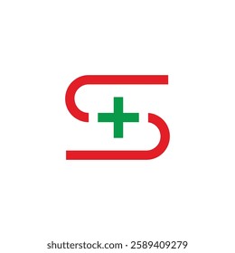 letter s plus medical simple colorful logo vector 