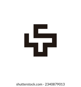 letter S plus, square geometric symbol simple logo vector