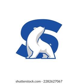 Letter S with polar bear logo icon design template elements. Vector sign