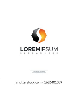 Letter S Polygon Two Color Monogram Logo Design Minimal Icon Premium Design
