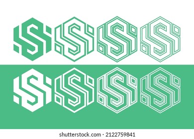 Plantilla de símbolo del icono del vector del logotipo S. Logo de la carta. Logotipo del cubo