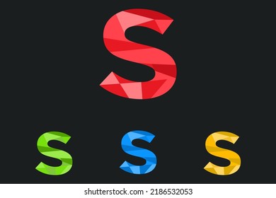 Letter S Polygonal Logo Vector Illustration. low poly, geometric design