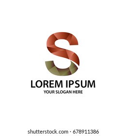 Letter S with polygonal style, logo design, isolated on white background.