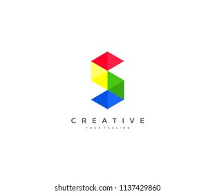 Letter S Polygonal Triangle Logo