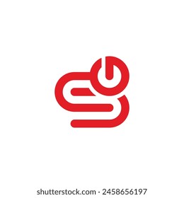 letter s power button red simple logo vector 