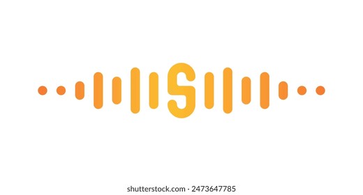 Letter S with pulse music player element. Audio wave logo design. Premium Vector