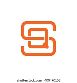 letter S and Q monogram square shape logo orange