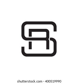 letter S and R monogram square shape logo black