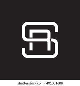 letter S and R monogram square shape logo white black background