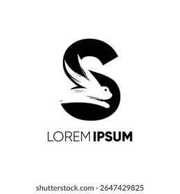 Letter S Rabbit Run Logo Design Vector Image Icon Graphic Emblem Symbol Illustration
