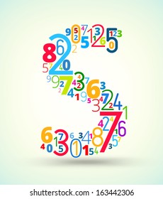 Letter S,  from rainbow colored numbers typography vector font
