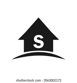 Letter S Real Estate Logo Template. Home Logo On Letter S Design, Initial Real Estate, Development Concept