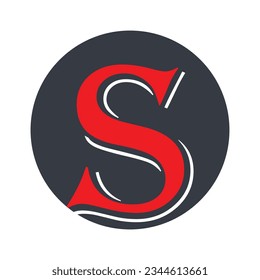 the letter s in red and black on a white background