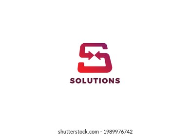 Solución de software de color rojo de la letra S logotipo de negocios 3d