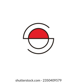 Buchstabe S rot-weiß, Kreis, geometrisches indonesisches Symbol, einfaches Logo, Vektorgrafik