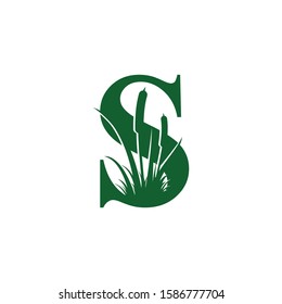 Letter S with Reeds Grass Logo Vector 001