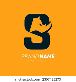 Letter S Rhino Horn Logo Design Vector Icon Graphic Emblem Illustration 