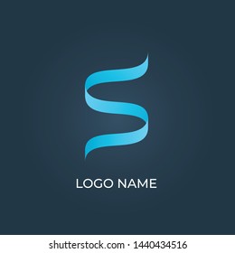 Letter "S" ribbon logo isolated. Alphabet 