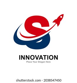 Letter S with rocket logo vector design. Suitable for app icon, technology, education, corporate identity, initial, card, posters and labels.