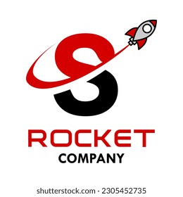 Letter s with rocket logo vector design illustration. Suitable for app icon, technology, education, corporate identity.