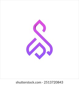 Letter S with rocket shape - ready made modern simple logo with gradient - doodle logo design template - editable vector