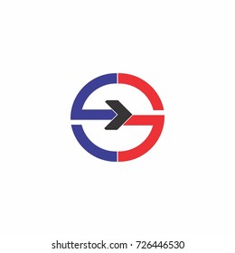 letter s round shape with arrow logo vector