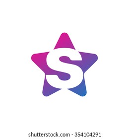 Letter S Rounded Star Shape Icon Logo Purple Blue