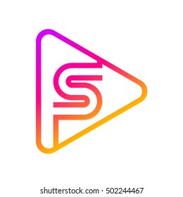 Letter S rounded triangle line shape colorful,Multimedia and Play logo design