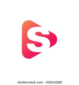 Letter S Rounded Triangle Shape Icon Logo Orange Red