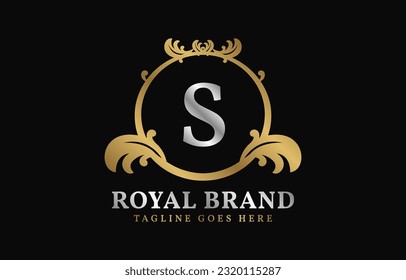 letter S royal brand luxurious circle frame initial vector logo design