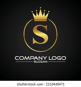 Letter S Royal Crown Luxury Gold  Logo Design Monogram