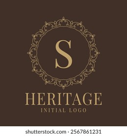 Letter S rustic heritage circular delicate initial logo