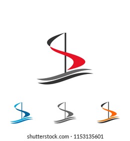letter s , sailing logo design, sailboat vector graphic. illustration of a sailboat.