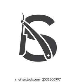 Letter S Salon Logo Concept With Razor Symbol