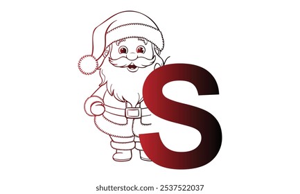 letter S with Santa Claus designed with alphabet. Characters with fun expressions pose various poses. It's vector art so it's easy to edit.
