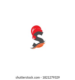 Letter S Santa hat concept design illustration