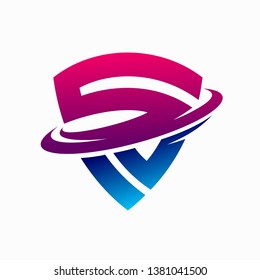 Letter S Saturn Shield logo	