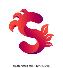 letter s for save the nature with leaf logo