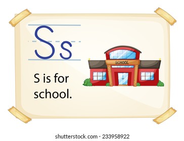 A letter S for school on a white background 