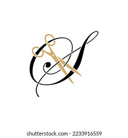 Letter S with scissor logo Vector 001