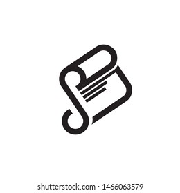 letter S scroll paper icon scroll icon. simple modern flat design 