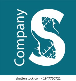letter S with seashells negative space, logo for business