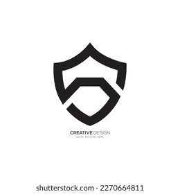 Letter S with security shield modern unique logo