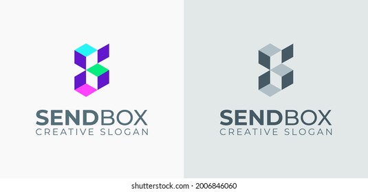 Letter S send box colorful logo template