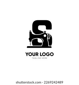 Letter S Sewing Machine Logo Design Vector Icon Graphic Emblem Illustration Background Template