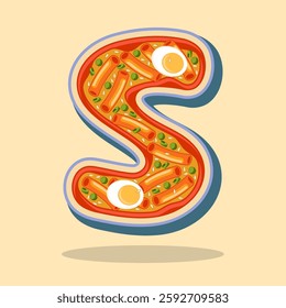 The letter S is in the shape of the Korean food Tteokbokki