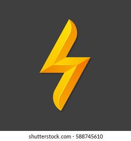 Letter S In Shape Of Lightning Bolt Symbol For Logo Or Icon. Stylized Geometric Vector Illustration.